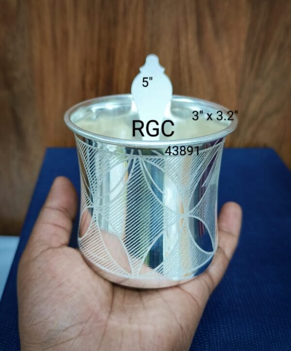 RGC German silver laser work premium range udarini set/ Panchapatra set